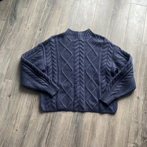 Old Navy Blue Cableknit Mock Neck Sweater